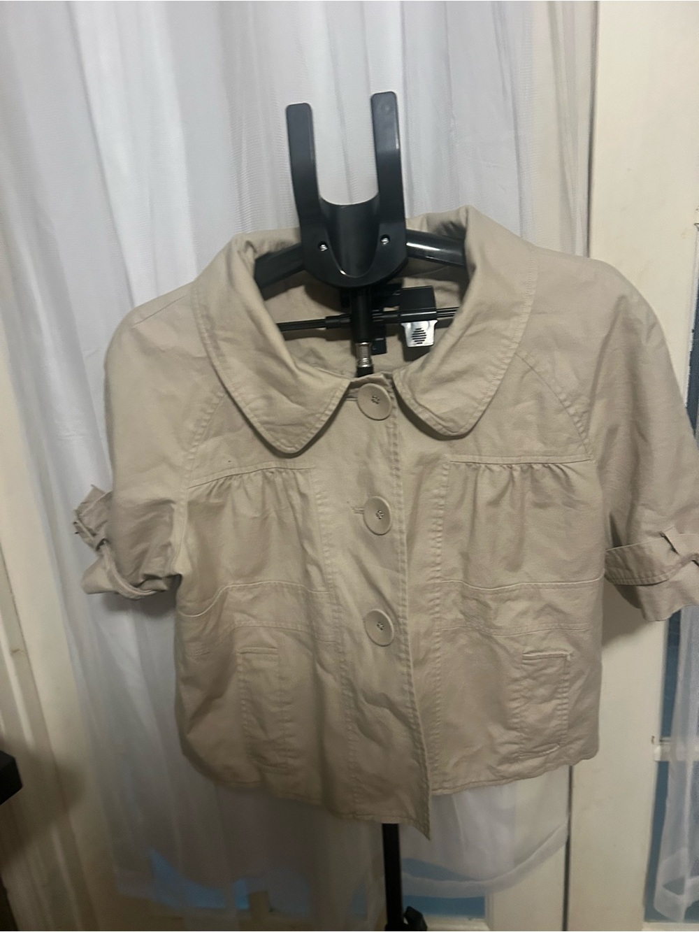 Banana Republic Beige Short-Sleeve Utility Jacket